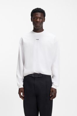 Cotton-jersey relaxed-fit T-shirt with logo print, Natural