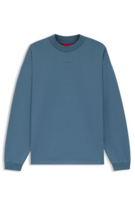 Cotton-jersey relaxed-fit T-shirt with logo print, Light Blue