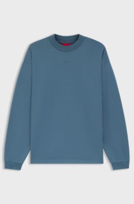 Cotton-jersey relaxed-fit T-shirt with logo print, Light Blue