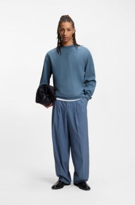 Cotton-jersey relaxed-fit T-shirt with logo print, Light Blue