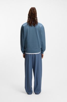 Cotton-jersey relaxed-fit T-shirt with logo print, Light Blue