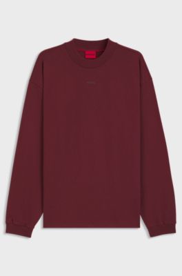 Cotton-jersey relaxed-fit T-shirt with logo print, Dark Red