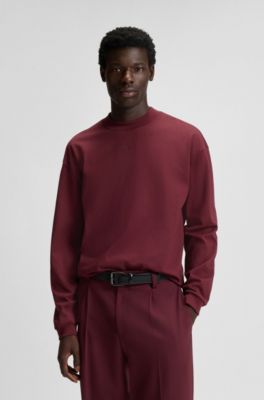 Cotton-jersey relaxed-fit T-shirt with logo print, Dark Red