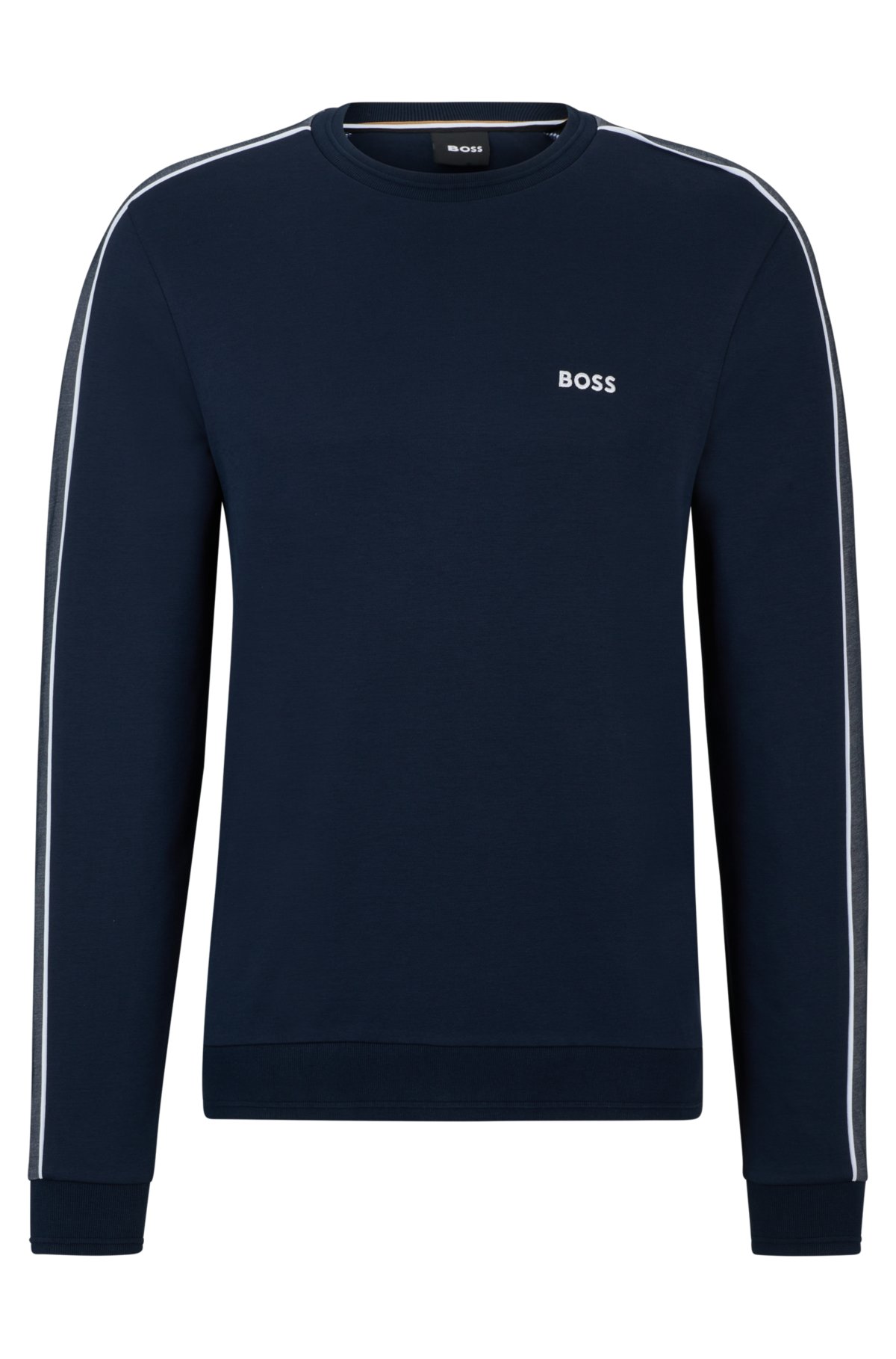 Cotton-blend regular-fit sweatshirt with embroidered logo, Dark Blue
