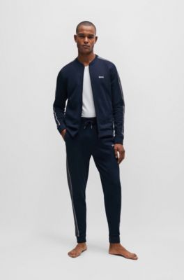 BOSS - Cotton-blend zip-up jacket with embroidered logo