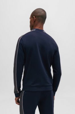 BOSS - Cotton-blend zip-up jacket with embroidered logo 