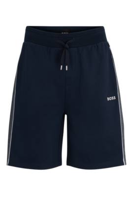 Hugo Boss Cotton-blend Shorts With Embroidered Logo In Black