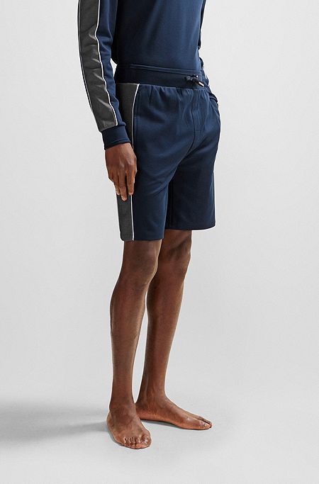 Shorts met logostiksel van een katoenmix, Donkerblauw