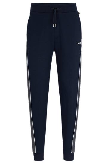 Cotton-blend tracksuit bottoms with embroidered logo, Hugo boss