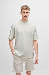 Cotton-towelling relaxed-fit T-shirt with logo detail, White