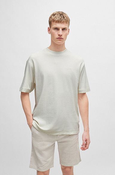 T-shirt relaxed fit in spugna di cotone con logo, Bianco