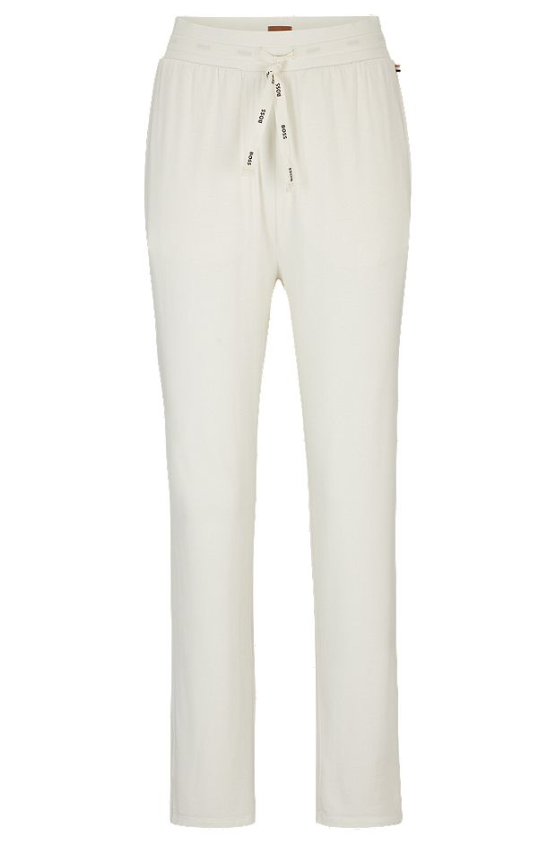 Straight-leg tracksuit bottoms in stretch fabric, White