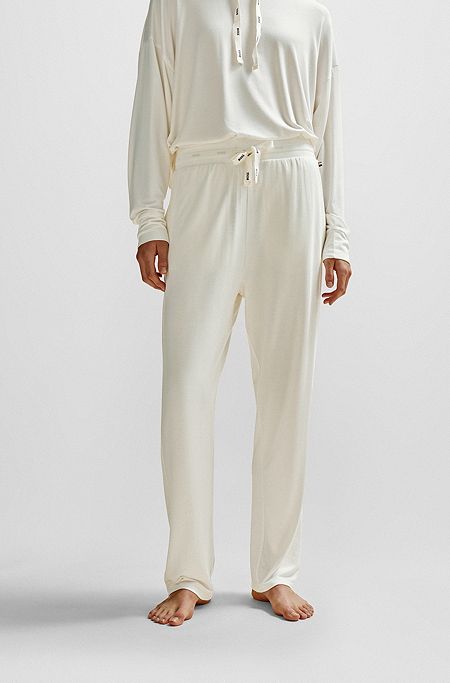 Спортивные брюки с прямыми штанинами из эластичной ткани, Белый
