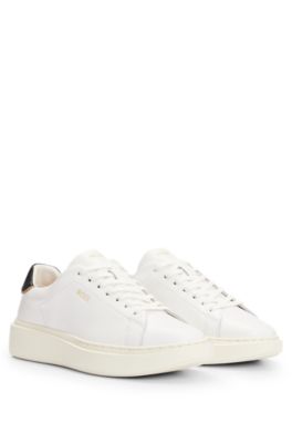 Hugo boss white clearance leather trainers