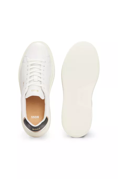 Lace-up trainers in leather with logo details