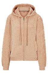 Cotton-blend velour zip-up hoodie with logo detail, light pink