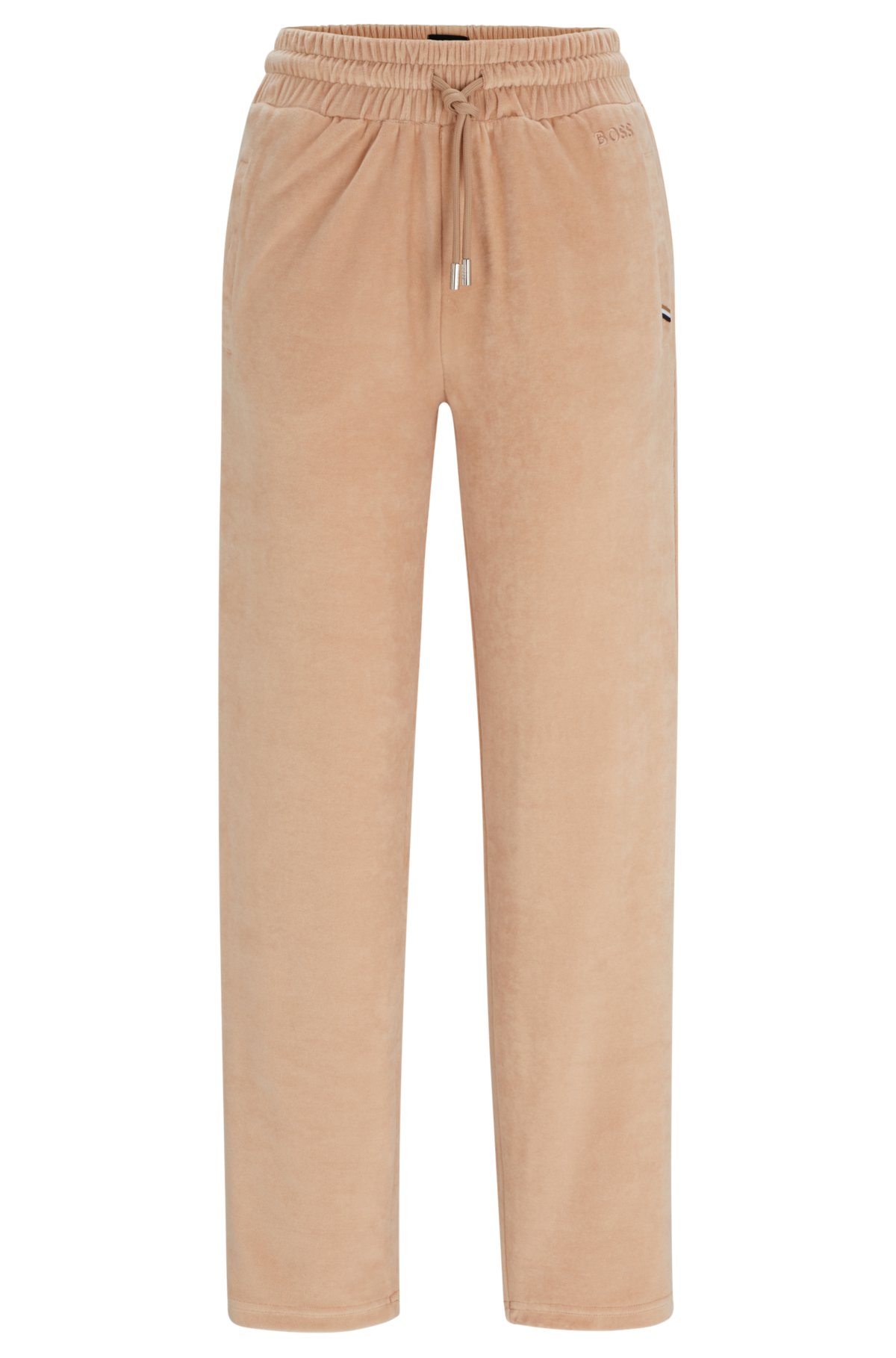 Cotton-blend velour tracksuit bottoms with logo detail, light pink