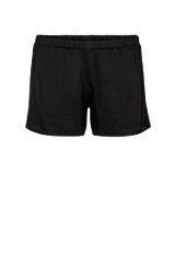 Satin pyjama shorts with covered waistband and monogram details, Black