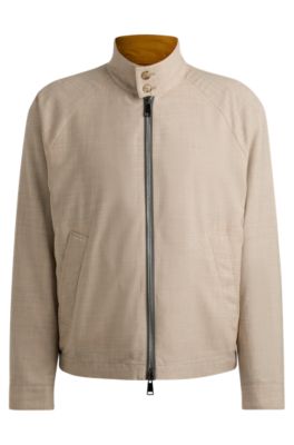 BOSS Reversible Harrington jacket in virgin wool and silk