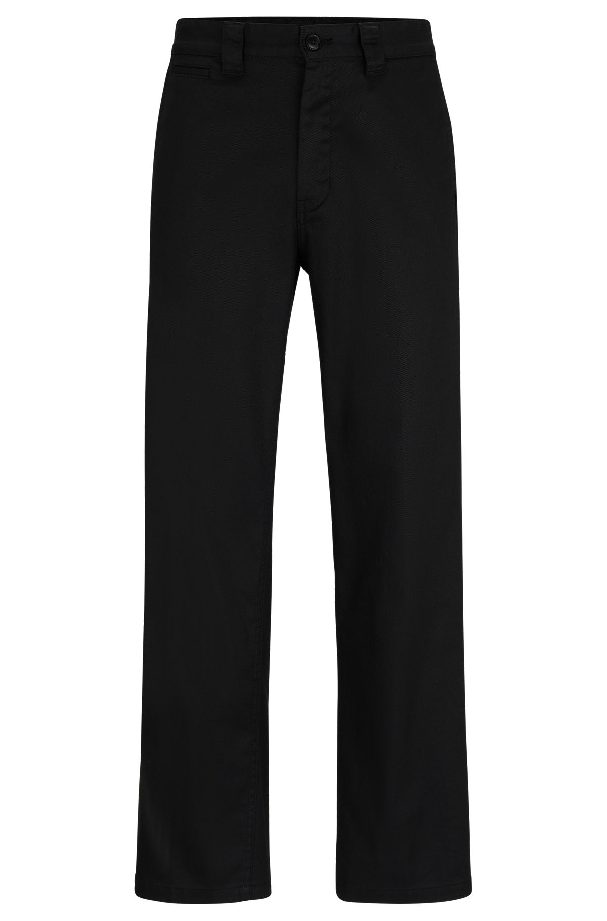Straight-fit trousers in stretch-cotton twill, Black