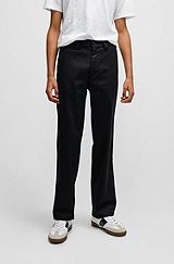 Straight-fit trousers in stretch-cotton twill, Black