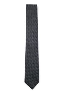 BOSS - Silk-jacquard tie with all-over micro pattern