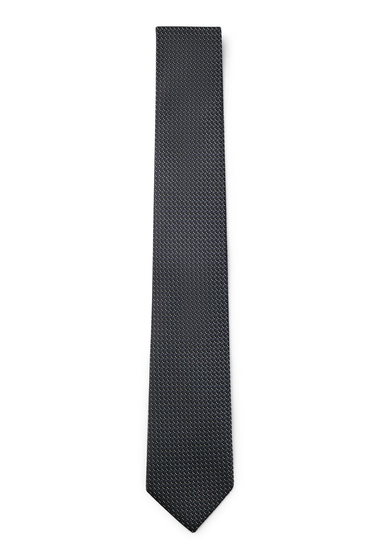 Krawatte aus Seiden-Jacquard mit feinem Allover-Muster, Dunkelgrau