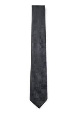 Hugo Boss Silk-jacquard Tie With All-over Micro Pattern In Gray