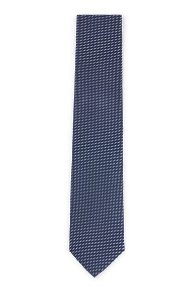 Cravate en jacquard de soie à micro motif intégral, Bleu foncé
