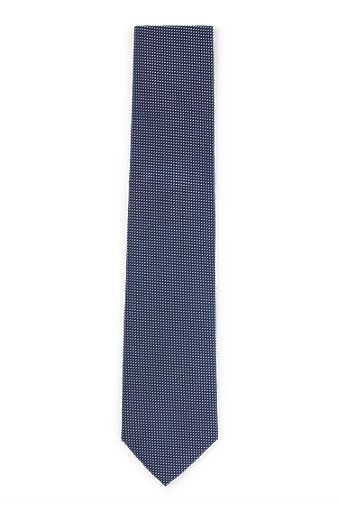 Cravatta in jacquard di seta con micromotivo all-over, Blu scuro