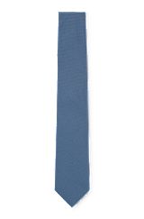 Silk-jacquard tie with all-over micro pattern, Blue
