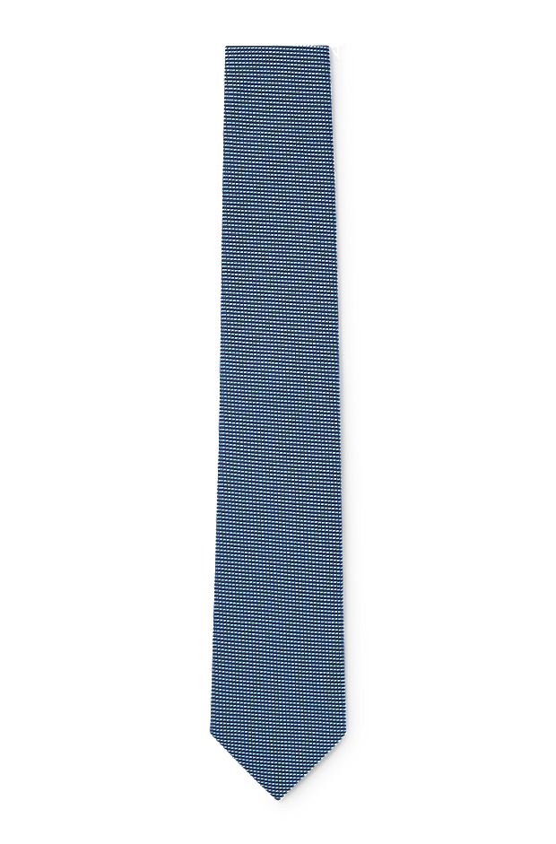 Cravatta in jacquard di seta con micromotivo all-over, Blu