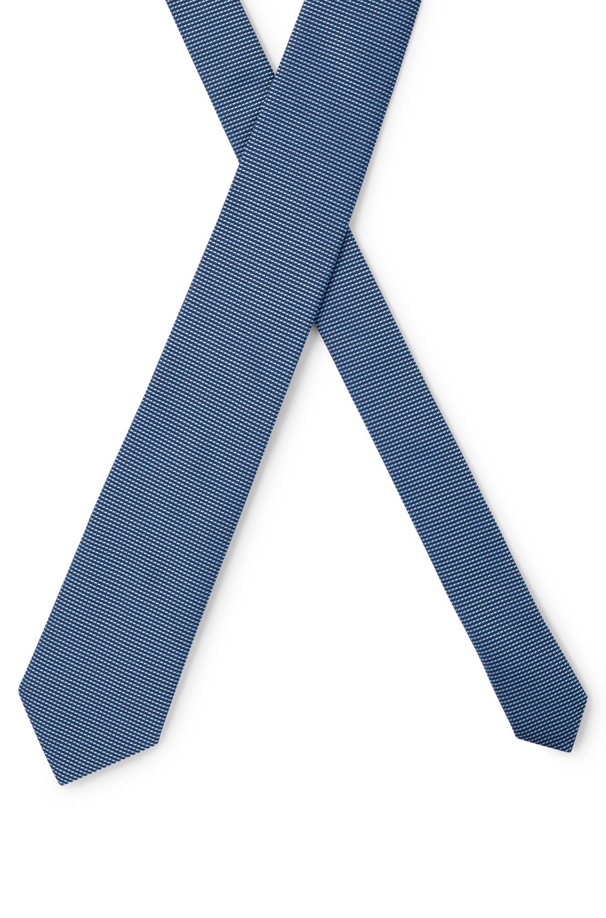 Silk-jacquard tie with all-over micro pattern, Blue