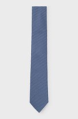 Silk-jacquard tie with all-over micro pattern, Light Blue