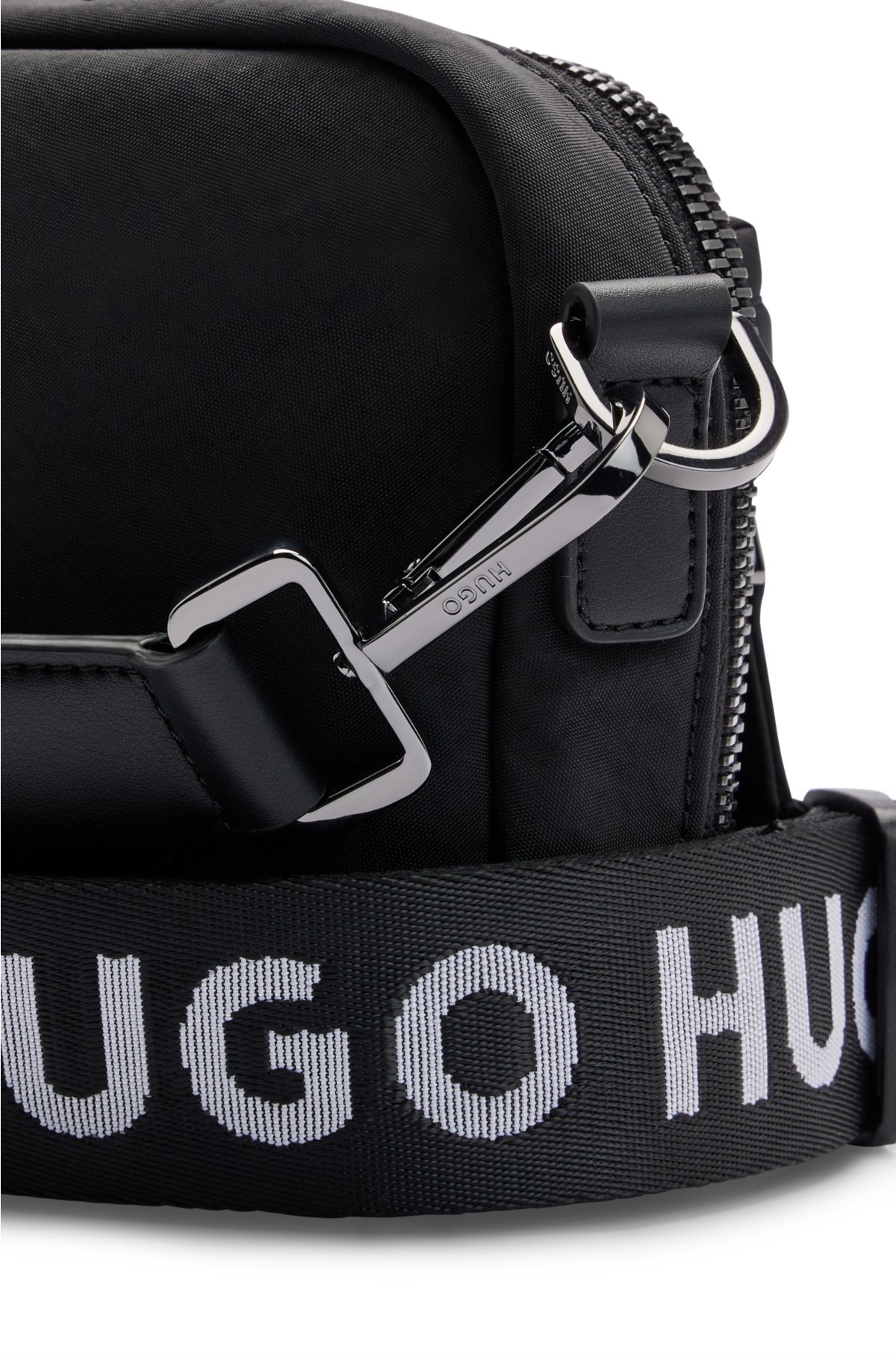 Cross-body bag with branded adjustable strap, Black