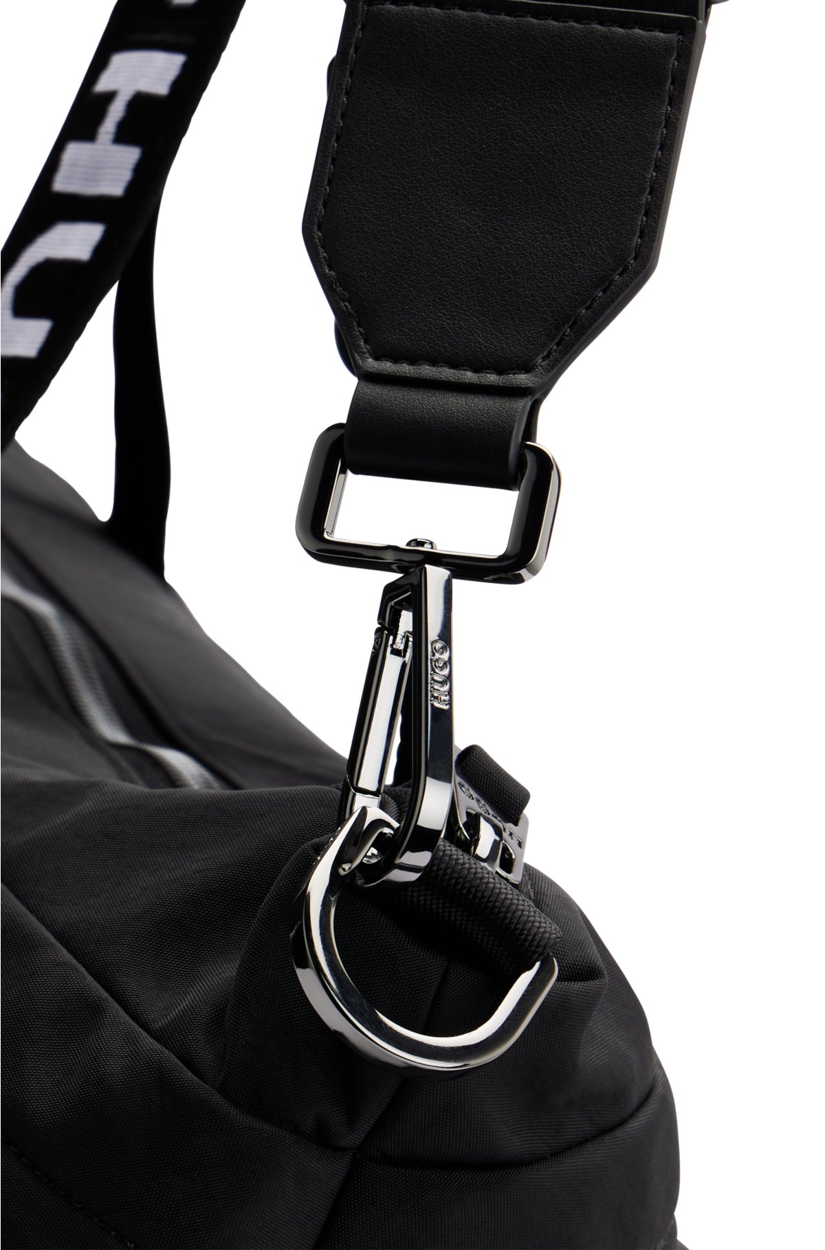 Logo-trim holdall with branded straps, Black