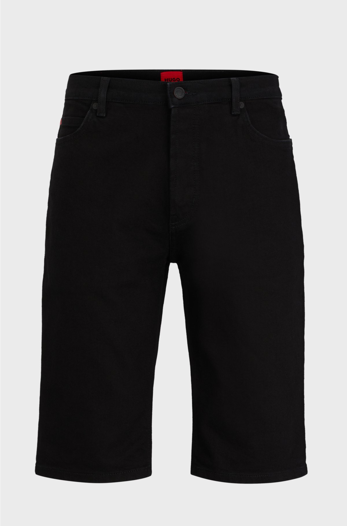 Tapered-fit shorts in black salt-and-pepper denim, Black