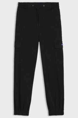 Pantalon cargo Relaxed en coton stretch, Noir