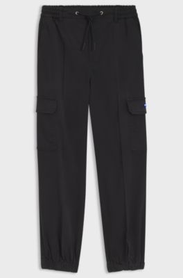 Relaxed-fit cargo trousers in stretch cotton, Black