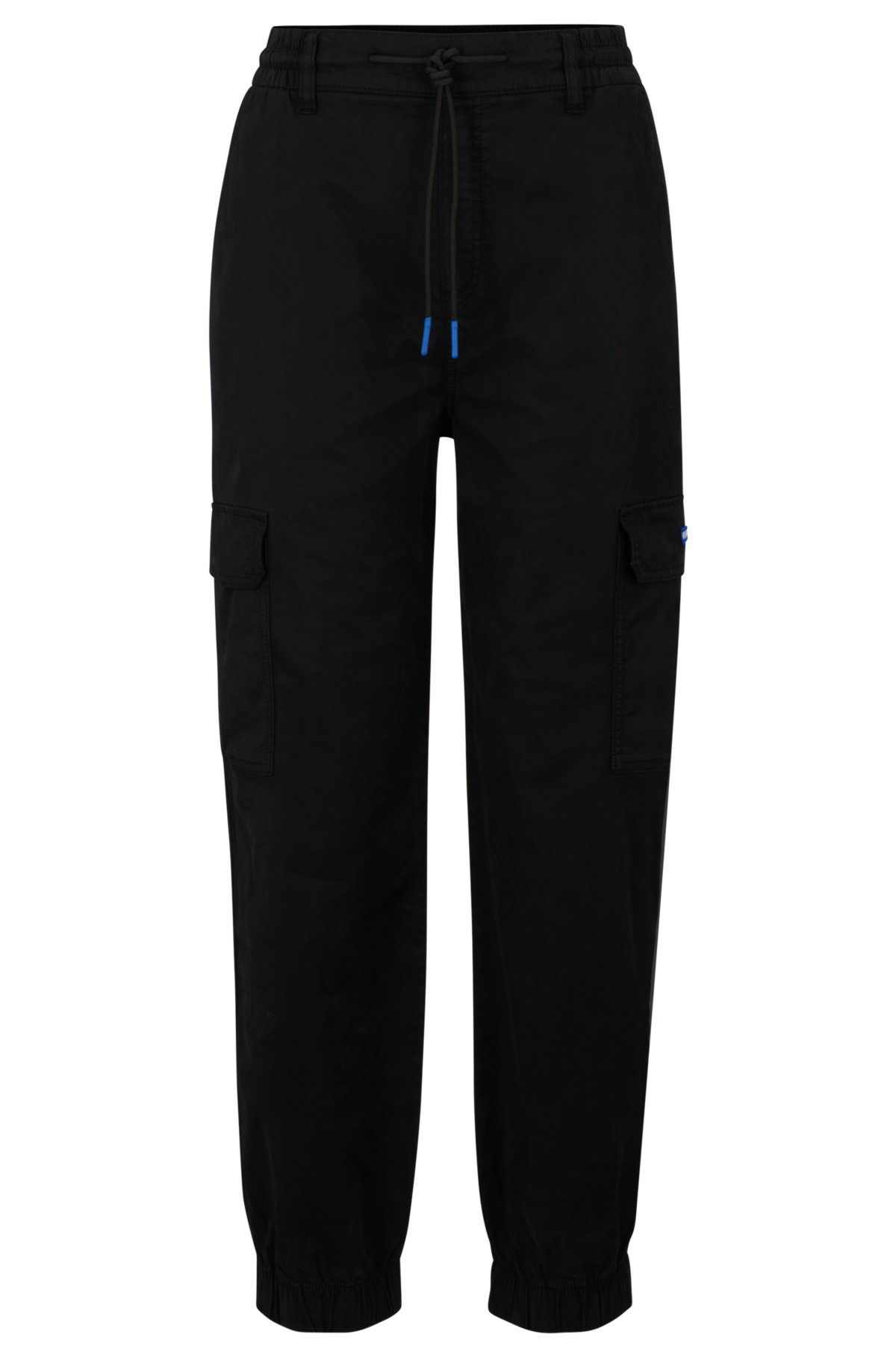 Relaxed-fit cargo trousers in stretch cotton, Black