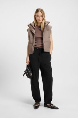 Relaxed-fit cargo trousers in stretch cotton, Black