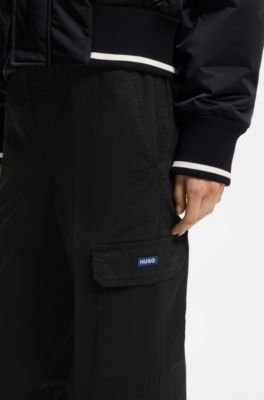 Relaxed-fit cargo trousers in stretch cotton, Black