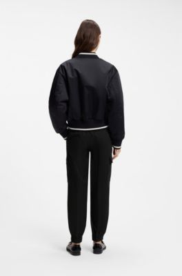 Relaxed-fit cargo trousers in stretch cotton, Black