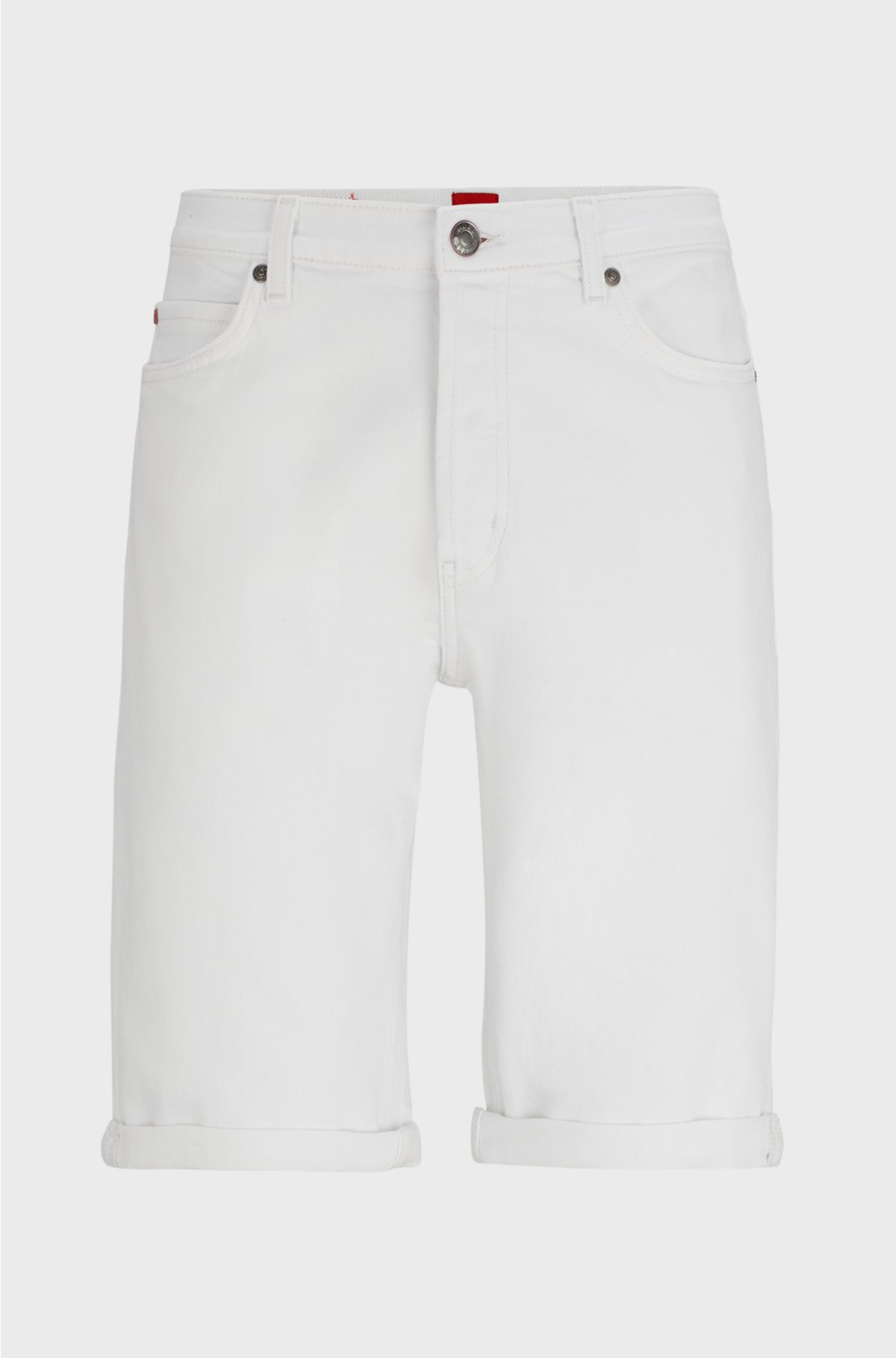 Tapered-fit shorts in white stretch denim, White