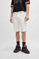 Tapered-fit shorts van wit stretchdenim, Wit