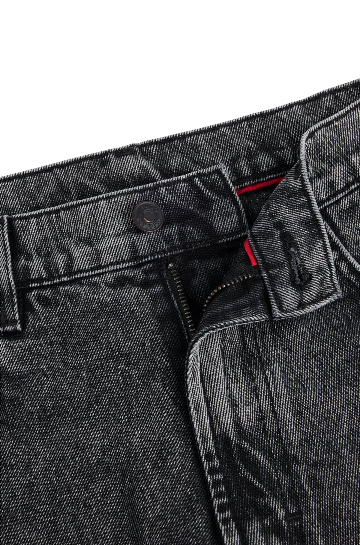 Regular-fit regular-rise jeans in grey denim, Dark Grey