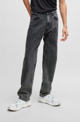 HUGO - Regular-fit regular-rise jeans in grey denim - Dark Grey