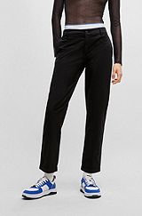 Casual-fit cropped chinos in stretch cotton, Black
