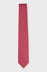 Silk-blend tie with jacquard pattern, Dark pink
