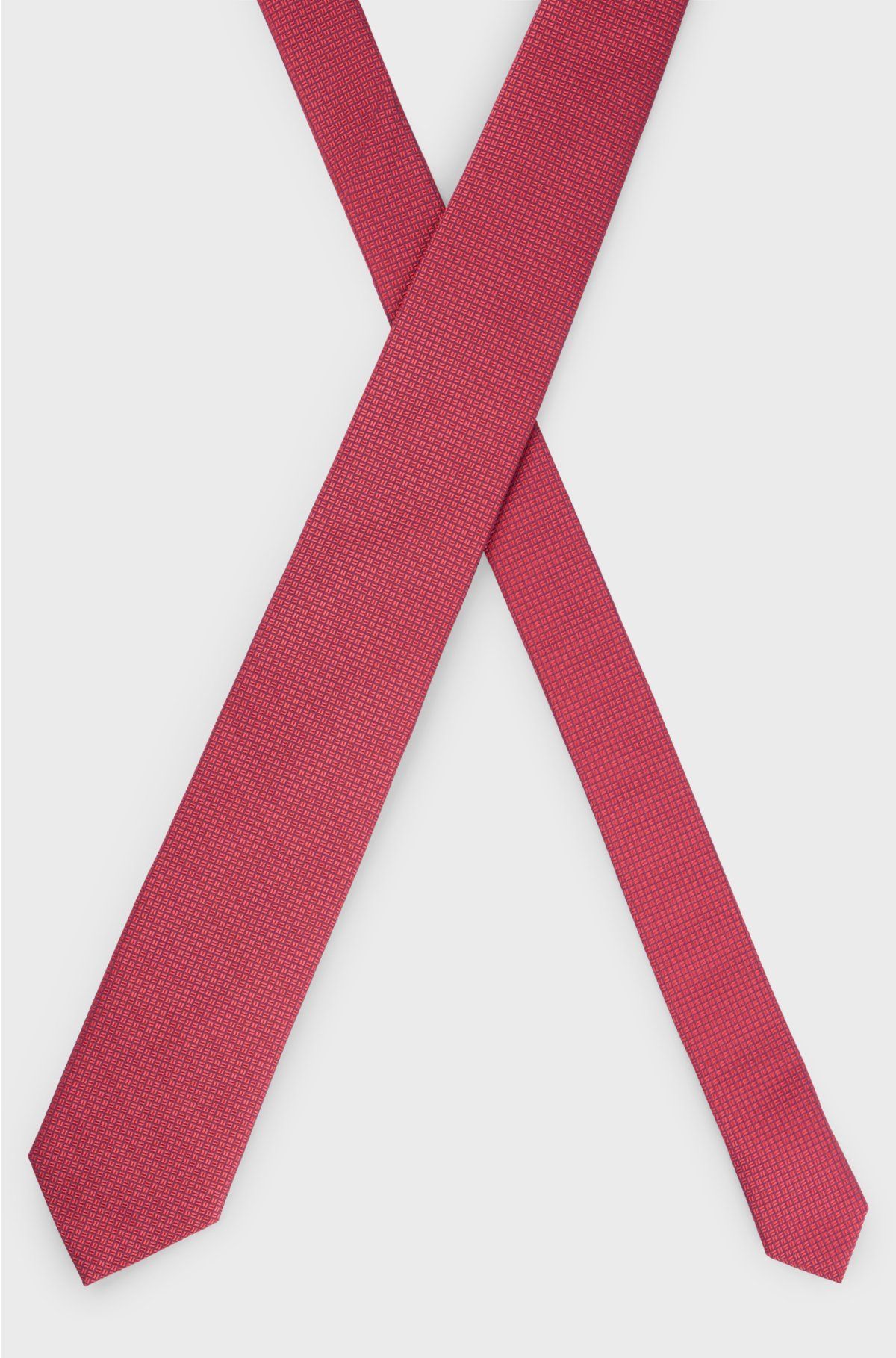 Silk-blend tie with jacquard pattern, Dark pink